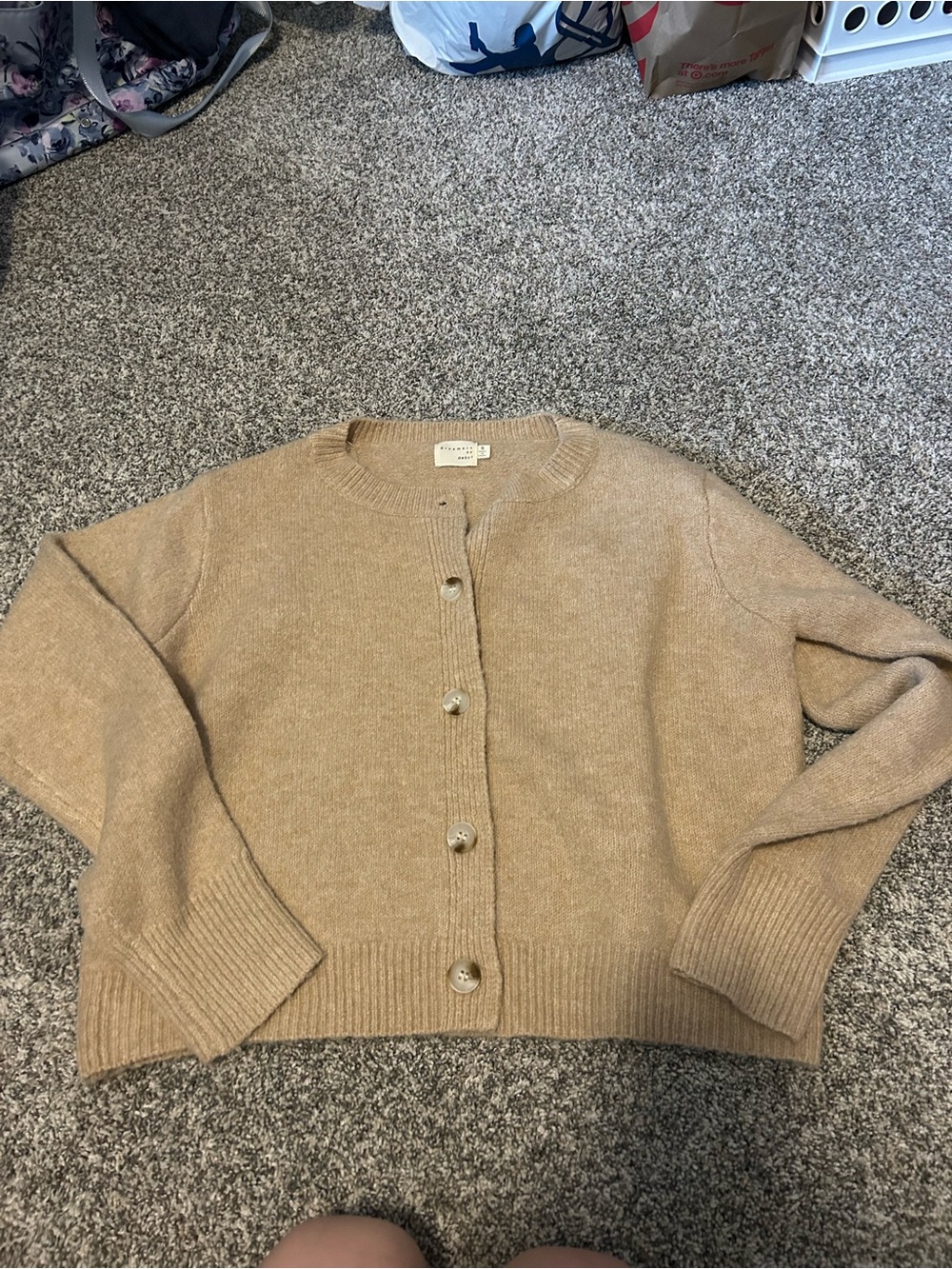 Everyday Knit Button-Front Cardigan — Beige, size small — NWOT